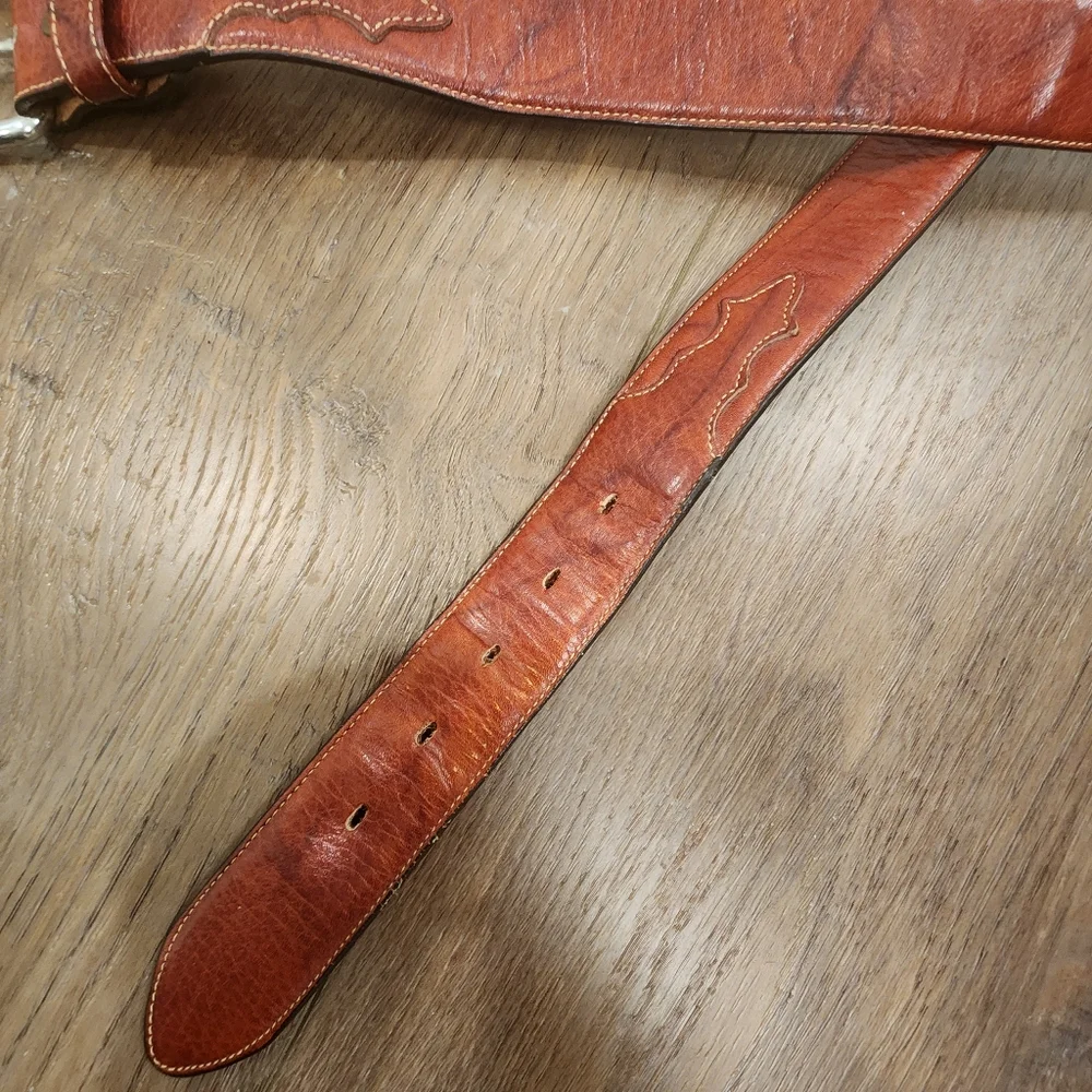 Leegin Silver Creek Billet Overlay Western Belt Leather Made in USA size 40